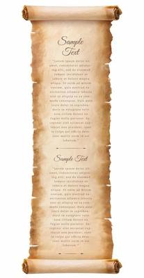 old parchment paper scroll sheet vintage aged or texture isolated on white background