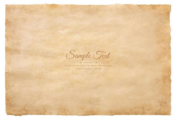 Vector old parchment paper sheet vintage aged or texture isolated on white background