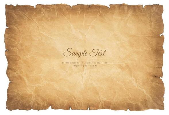 old parchment paper sheet vintage aged or texture isolated on white background