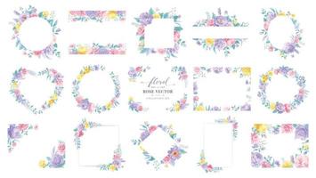 colección conjunto hermosa rosa flor y hoja botánica ilustración digital pintada para amor boda día de san valentín o arreglo invitación diseño tarjeta de felicitación vector