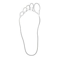 ilustración del contorno de la suela del pie para biomecánica, calzado, conceptos de calzado, medicina, salud, masajes, spa, centros de acupuntura, etc. vector
