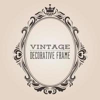 marco de borde ornamentado vintage ovalado con patrón retro, diseño decorativo de estilo victoriano y barroco. vector