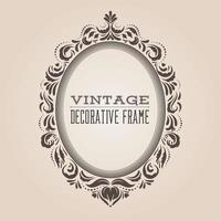 Oval vintage ornate border frame with retro pattern, victorian and baroque style decorative design. vector