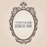 Oval vintage ornate border frame with retro pattern, victorian and baroque style decorative design. vector