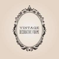 Oval vintage ornate border frame with retro pattern, victorian and baroque style decorative design. vector