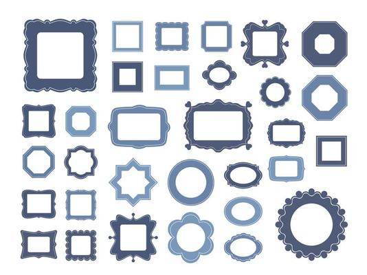Mega set of decorative photo frames for your design organized as gallery wall.