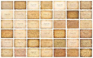 conjunto de colección de vectores hoja de papel de pergamino antiguo vintage envejecido o textura aislada sobre fondo blanco