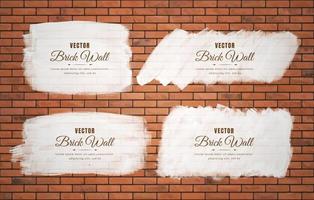 White brush stroke on brown block brick wall pattern texture background vector