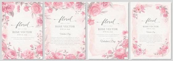 Collection set Beautiful Rose Flower and botanical leaf digital painted illustration for love wedding valentines day or arrangement invitation design greeting card vector