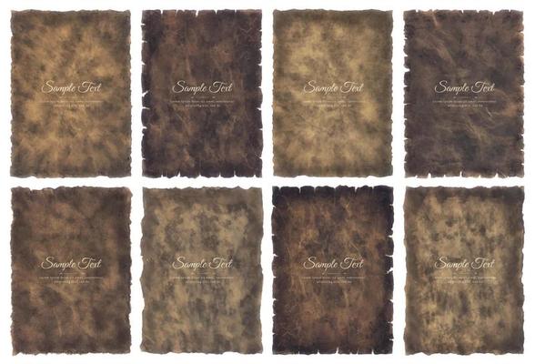 Vector collection set old parchment paper sheet vintage aged or texture isolated on white background
