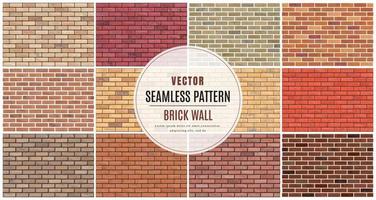 Block brick wall seamless pattern collection set texture background vector