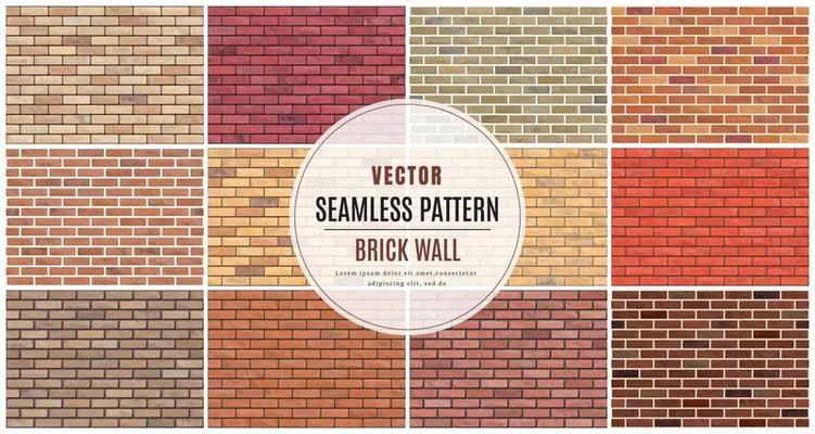 Block brick wall seamless pattern collection set texture background