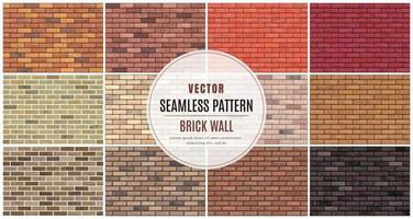 Block brick wall seamless pattern collection set texture background vector