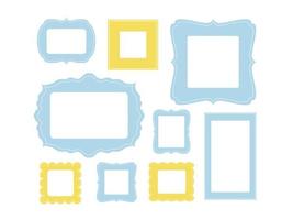 Set of cartoon picture frames organized as gallery wall. vector