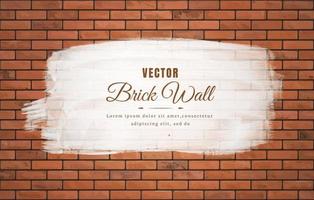 White brush stroke on brown block brick wall pattern texture background vector