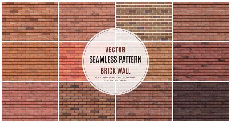 Block brick wall seamless pattern collection set texture background