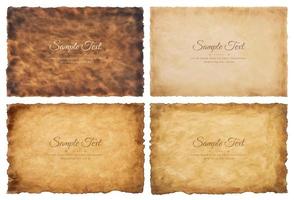 Vector collection set old parchment paper sheet vintage aged or texture isolated on white background