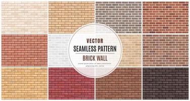 Block brick wall seamless pattern collection set texture background vector