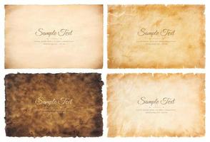 Vector collection set old parchment paper sheet vintage aged or texture isolated on white background