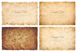 Vector collection set old parchment paper sheet vintage aged or texture isolated on white background