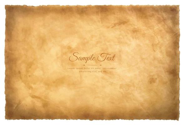 Vector old parchment paper sheet vintage aged or texture isolated on white background