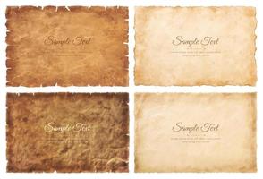 Vector collection set old parchment paper sheet vintage aged or texture isolated on white background