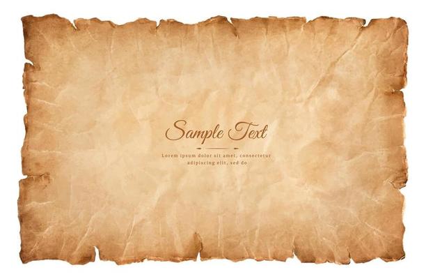 old parchment paper sheet vintage aged or texture isolated on white background