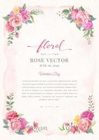 rosa flor y hoja botánica ilustración digital pintada vector