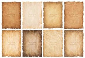 collection set old parchment paper sheet vintage aged or texture isolated on white background. vector