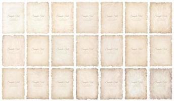 conjunto de colección antigua hoja de papel pergamino vintage envejecido o textura aislada sobre fondo blanco