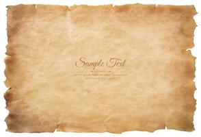 Vector old parchment paper sheet vintage aged or texture isolated on white background