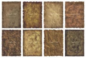 Vector collection set old parchment paper sheet vintage aged or texture isolated on white background