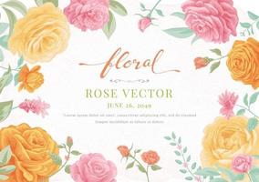 Beautiful Rose Flower and botanical leaf digital painted illustration for love wedding valentines day or arrangement invitation design greeting card vector