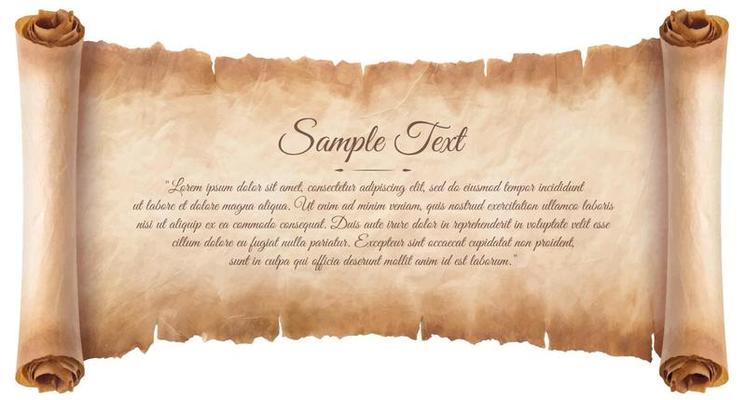 old parchment paper scroll sheet vintage aged or texture isolated on white background