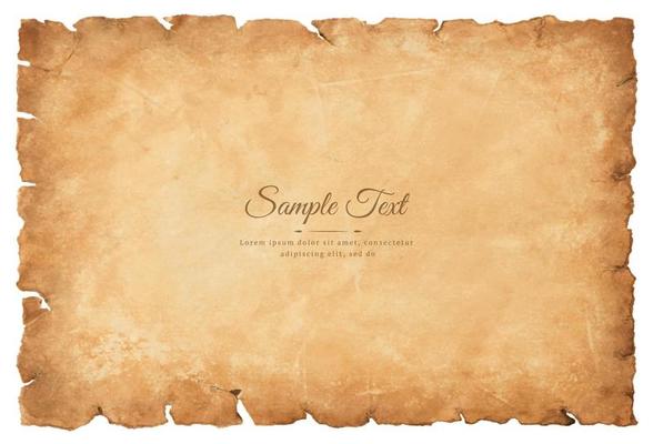 old parchment paper sheet vintage aged or texture isolated on white background