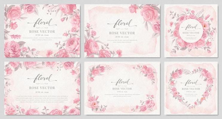 Collection set Beautiful Rose Flower and botanical leaf digital painted illustration for love wedding valentines day or arrangement invitation design greeting card