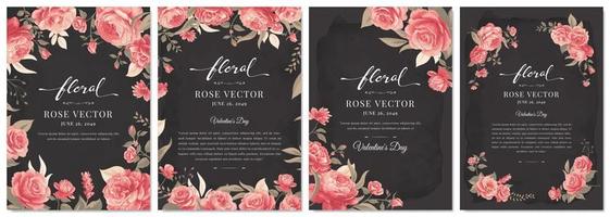 colección conjunto hermosa rosa flor y hoja botánica ilustración digital pintada para amor boda día de san valentín o arreglo invitación diseño tarjeta de felicitación vector