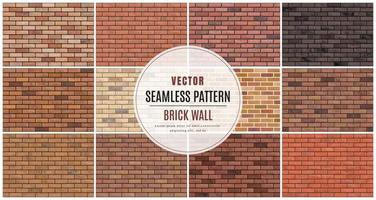 Block brick wall seamless pattern collection set texture background vector