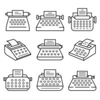 Typewriter icon set, outline style vector