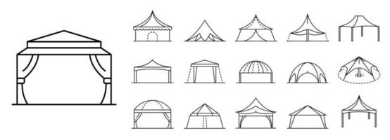 Canopy icon set, outline style vector