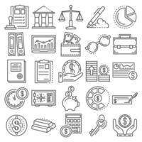 Accounting day icon set, outline style vector