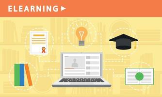 Web learning banner, flat style vector