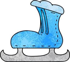 garabato de dibujos animados texturizados de una bota de patinaje sobre hielo vector