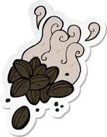 pegatina de una caricatura de granos de café vector