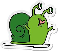 sticker cartoon of a slimy snail vector