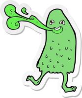 sticker of a cartoon funny slime monster vector