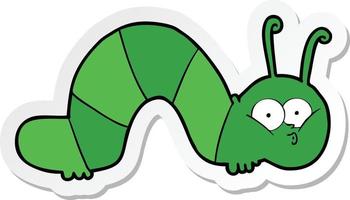 sticker of a cartoon caterpillar vector