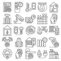 Intelligent building system icon set, outline style vector