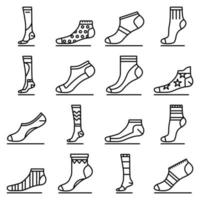 conjunto de iconos de calcetín, estilo de contorno vector