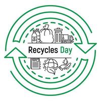 International recycles day concept background, outline style vector